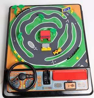 Toy driving a car